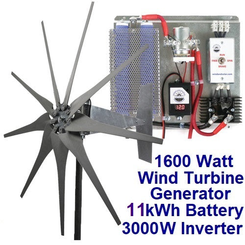 1600Wwindturbine11.0kWhbattery3000Winverter