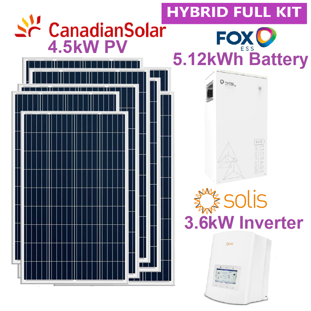 4.5KW Solar Panel System Kit with Solis 3.6KW Battery Storage