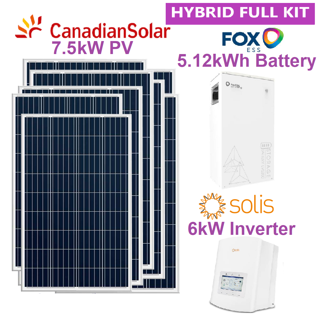 7.5KW Solar Panel System Kit with Solis 6KW Battery Storage